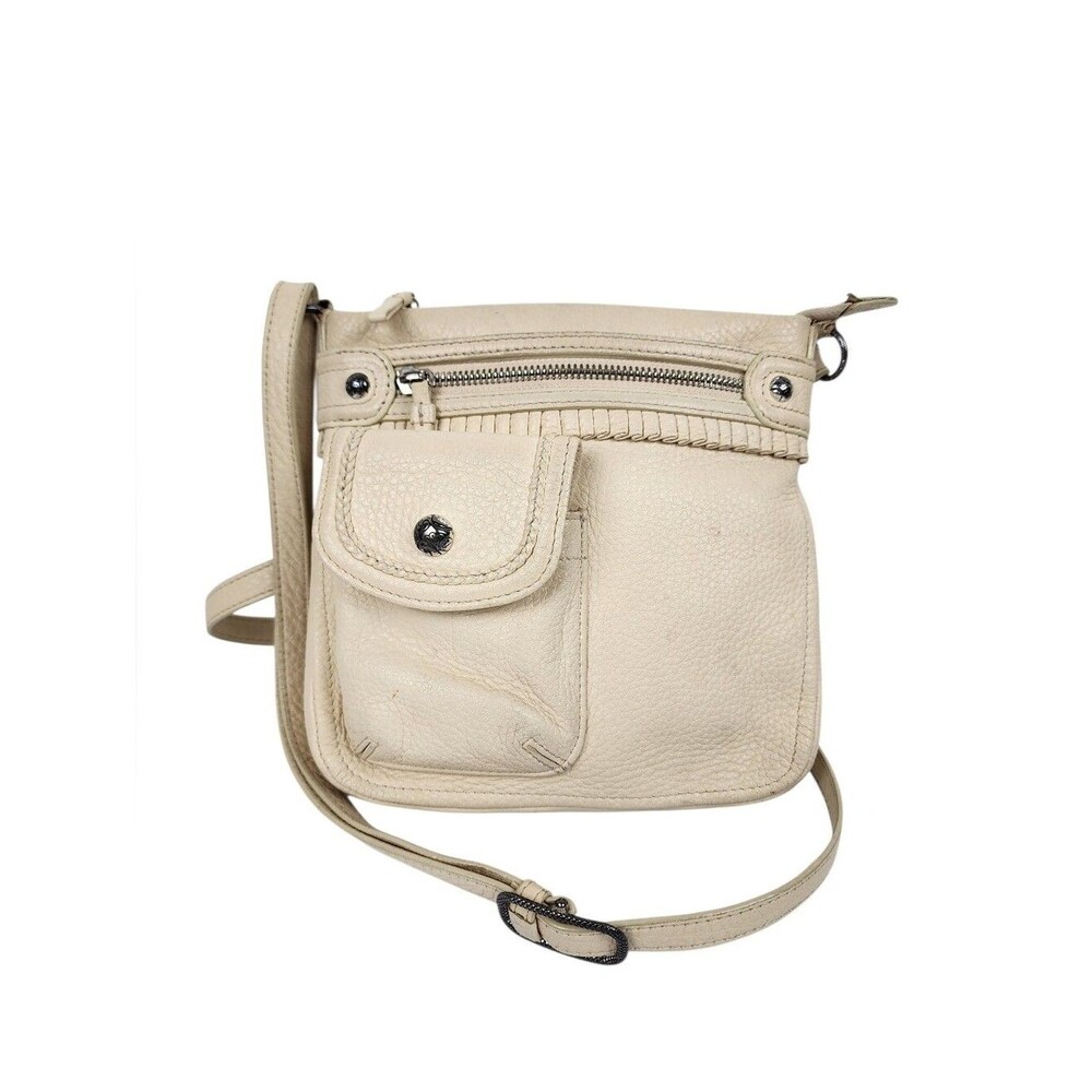 Brighton Cream Leather Crossbody with Front Pocket